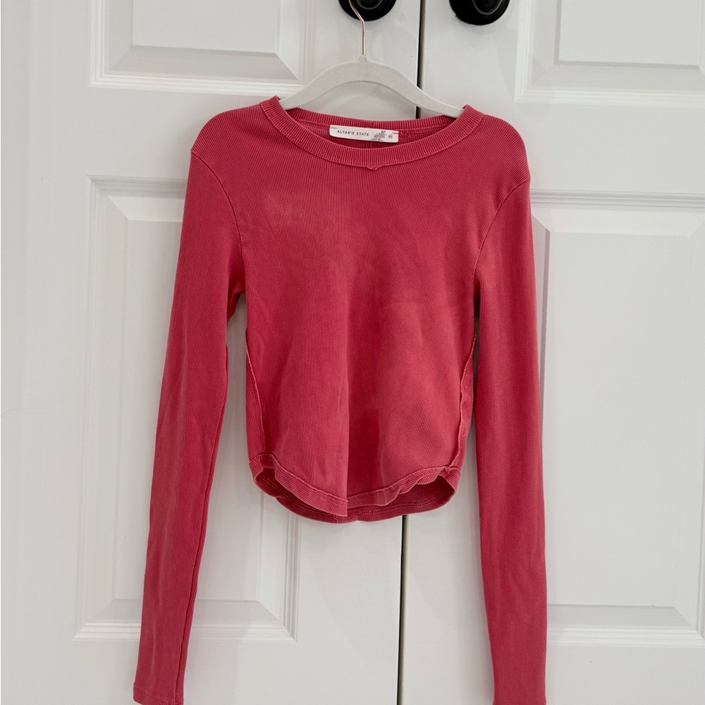 Altar'd State Coral Ribbed Top